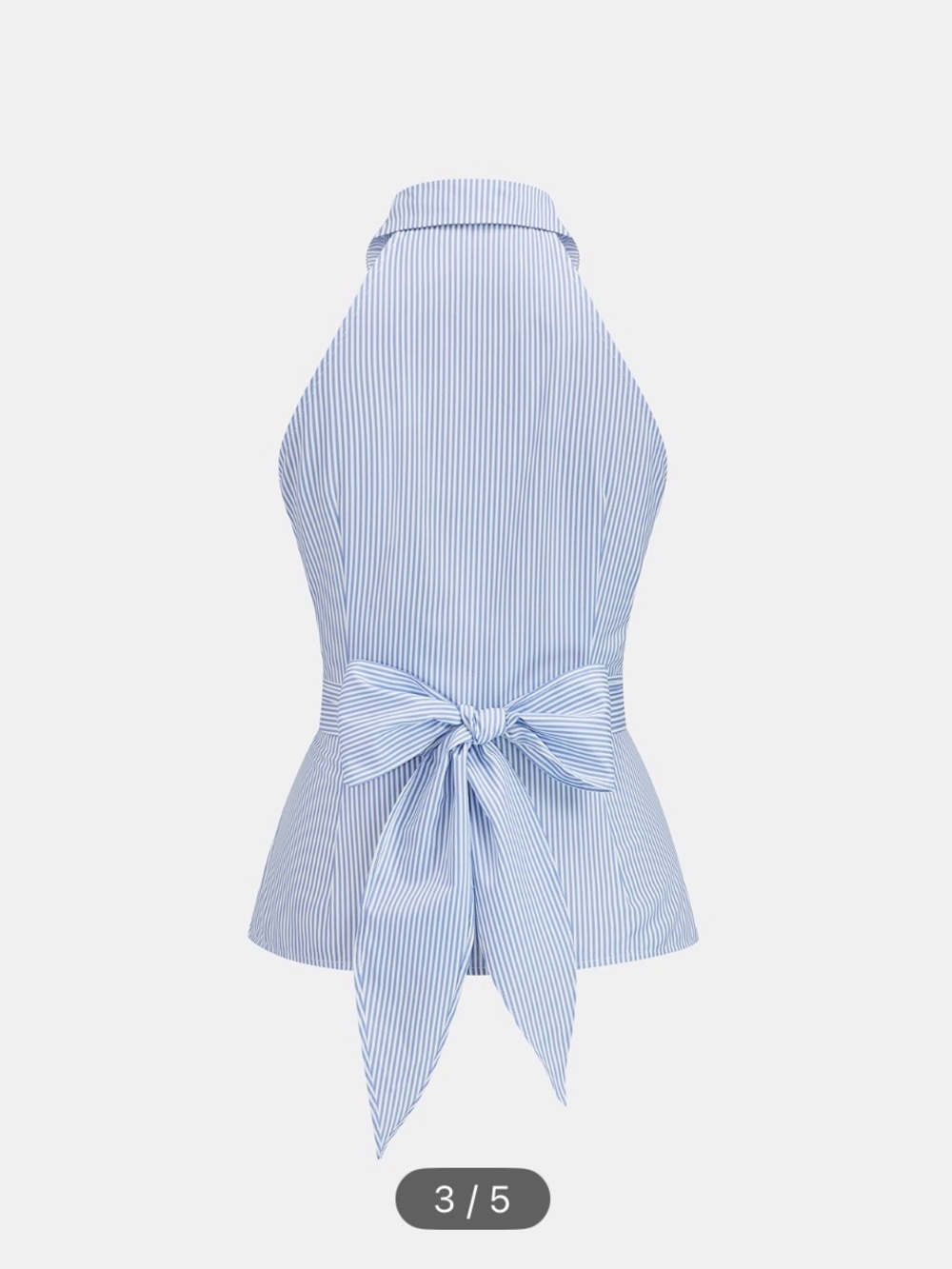 Commense Light Blue Striped Sleeveless Collared halter top with tie wrap - Picture 3 of 6